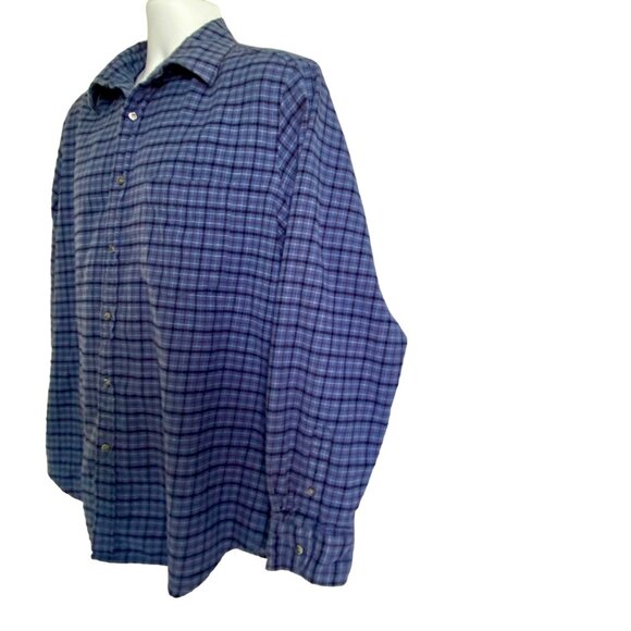 Club Room Blue Plaid Flannel Button Down Shirt Men's Large - Picture 3 of 8